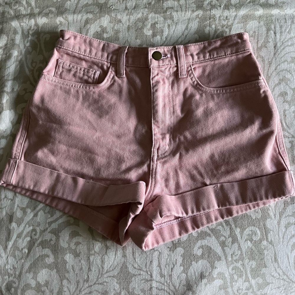 Pink denim shorts